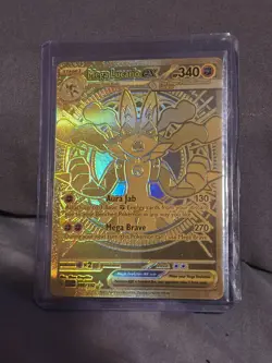 Mega Lucario EX 188/132 Hyper Rare Gold Mega Evolutions Pokemon Card - Image 1