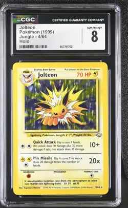 CGC 8 Jolteon 1999 Jungle 4/64 Holo Pokemon Card - Image 1