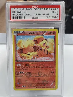 2013 POKEMON B&W GROWLITHE LEGENDARY TREASURES RADIANT COLLECTION PSA MINT 9 - Image 2