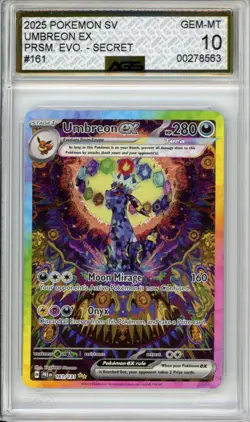 Umbreon ex 161/131 SIR Pokemon Prismatic Evolutions AGS 10 Gem Mint not PSA - Image 1
