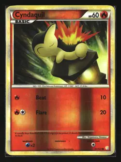Pokemon CYNDAQUIL 61/123 Reverse Holo (2010 HeartGold SoulSilver) LP/Light Play - Image 1