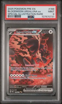 2025 POKEMON PRE EN-PRISMATIC EVOLUTIONS #168 BLOODMOON URSALUNA EX PSA 9 - Image 1