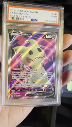 2021 Pokemon SWSH FA/Mimikyu V Battle Styles #148/163 PSA 9 - Image 2