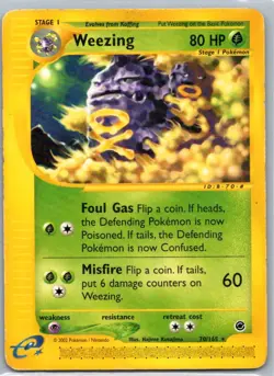 Pokemon TCG Weezing 70/165 Expedition Base Set HP - Image 1
