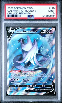 2021 POKEMON SWORD & SHIELD CHILLING REIGN FULL ART/GALARIAN ARTICUNO V PSA 9 - Image 1