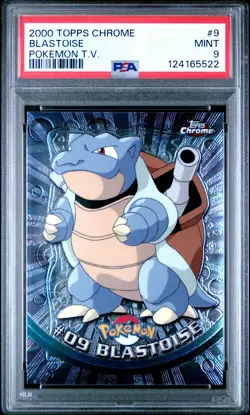 2000 TOPPS CHROME POKEMON T.V. #9 BLASTOISE PSA 9 - Image 1
