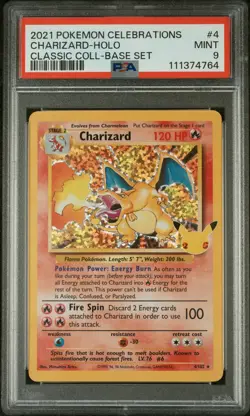 2021 POKEMON CELEBRATIONS CLASSIC COLL #4 CHARIZARD-HOLO PSA 9 - Image 1