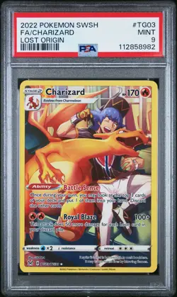 2022 POKEMON SWORD & SHIELD LOST ORIGIN #TG03 FULL ART/CHARIZARD PSA 9 - Image 1