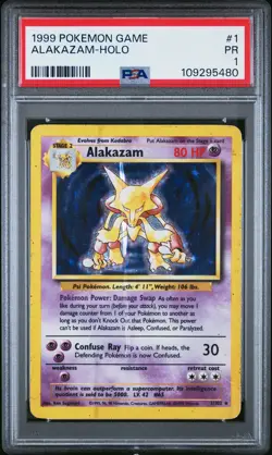 1999 POKEMON BASE SET UNLIMITED #1 ALAKAZAM-HOLO PSA 1 - Image 1