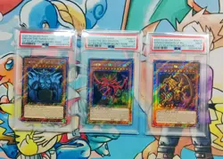Yu-gi-oh! Stampede Slifer, Obelisk, Ra RA04-EN116-118 Platinum Secret PSA 9 Set - Image 1