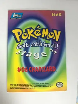 Pokemon Card Blue Topps Label TV Animation #6 Holo Charizard E6 of 12 LP.C - Image 2