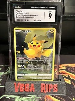 Pokemon Card Pikachu GG30/GG70 Galarian Gallery Holo Crown Zenith CGC 9 Mint - Image 1