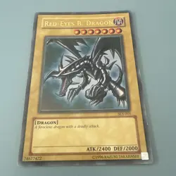 Yu-Gi-Oh! TCG Red-Eyes Black Dragon SDJ-001 Vintage Holo Rare Card 1996 LP - Image 2