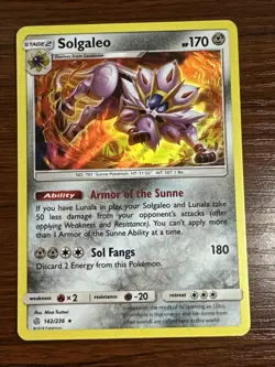 Solgaleo Rare Holo Card SM Cosmic Eclipse 142/236 Pokemon TCG Near Mint - Image 2