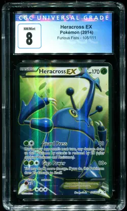 CGC 8 Heracross EX Full Art Furious Fists XY 2014 Pokemon Card #105 - Image 1