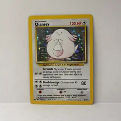 Pokemon TCG Chansey Base Set Holo Unlimited Rare Card 3/102 Vintage MP - Image 1