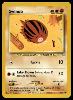 Swinub 57/64 Pokemon Card Neo Revelation Common 40 HP Near Mint P20 - Image 1