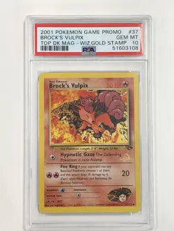 2001 Pokemon Game Promo Brock's Vulpix #37 Top Deck Magazine Gold Stamp PSA 10 - Image 1