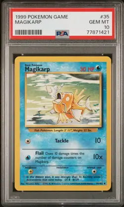 1999 POKEMON BASE SET UNLIMITED #35 MAGIKARP PSA 10 - Image 1