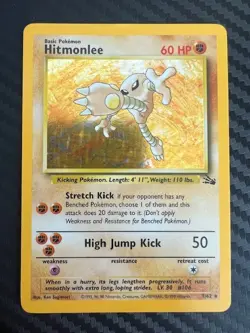 Pokemon TCG Hitmonlee 7/62 Fossil Unlimited Edition Holo Rare LP - Image 1