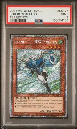 2024 YU-GI-OH! RA03-QUARTER CENTURY BONANZA 1ST ED ELEMENTAL HERO STRATOS PSA 9 - Image 1