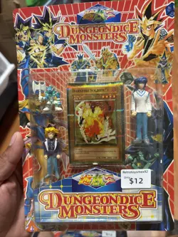 Dungeon Dice Monsters Yu Gi Oh! Holographic Dark fire Card & 4 Figures - Image 1