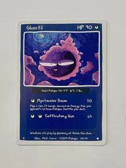 Pokepu S1, 1st Ed. - Ghostii (Gastly) - Pokemon Fan Art & Derpy Parody Card - Image 1