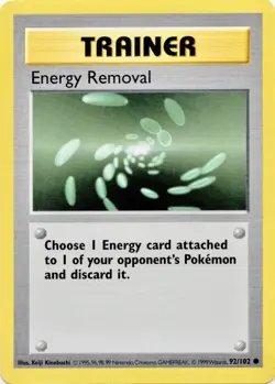 ENERGY REMOVAL - 92/102 - Base Set SHADOWLESS - Pokemon Card - LP - Image 1