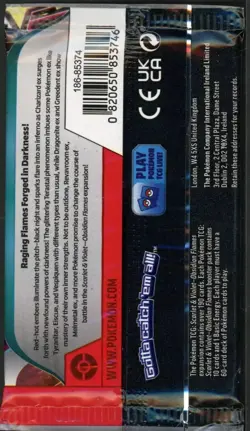 Pokemon SV Obsidian Flames Booster Pack - 10 Cards/Pack - Random Art - SEALED 820650853746 - Image 2