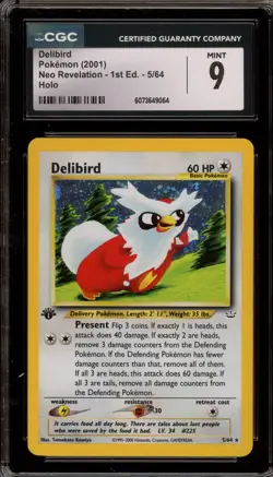 Pokemon Delibird Neo Revelation 1st Edition Holo Rare #5 CGC 9 Mint - Image 1