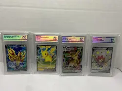 Lot Of 4 Pokemon Cards Leafeon VMAX 008/203 Swsh07 Pikachu V Zamazenta EldegossV - Image 1