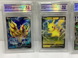 Lot Of 4 Pokemon Cards Leafeon VMAX 008/203 Swsh07 Pikachu V Zamazenta EldegossV - Image 2