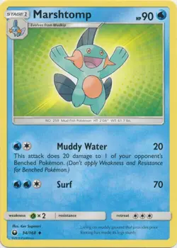 1x (M/NM) Marshtomp - 34/168 - Uncommon SM Celestial Storm Pokemon - Image 1