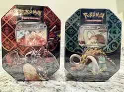 Pokemon TCG Paldean Fates Lot Of 2 Tins: Charizard & Great Tusk. New sealed. - Image 1