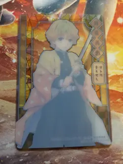 Zenitsu Agatsuma Demon Slayer Stained glass card Very Rare Japan BANDAI 🔥🔥🔥 - Image 2