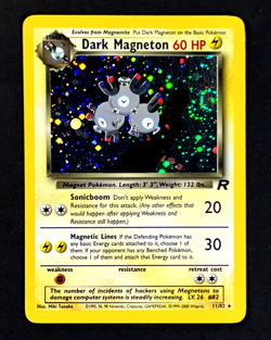 2000 Pokemon DARK MAGNETON Team Rocket HOLO Foil Rare Set Card 11/82 WotC SWIRL - Image 1