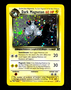 2000 Pokemon DARK MAGNETON Team Rocket HOLO Foil Rare Set Card 11/82 WotC SWIRL - Image 2