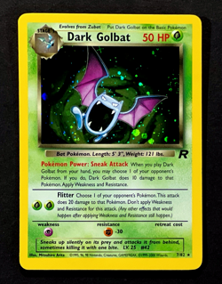 2000 Pokemon DARK GOLBAT Team Rocket HOLO RARE Unlimited Edition Card 7/82 SWIRL - Image 2