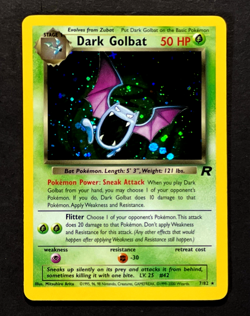 2000 Pokemon DARK GOLBAT Team Rocket HOLO RARE Unlimited Edition Card 7/82 SWIRL - Image 4