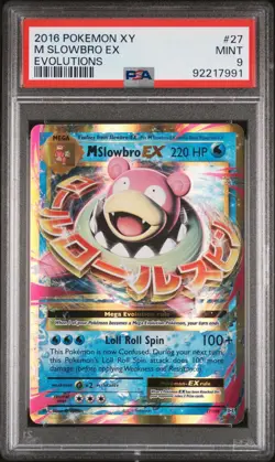 PSA 9 MINT 2016 POKEMON XY EVOLUTIONS #27 M SLOWBRO EX TRADING CARD - Image 1