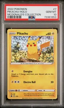 Pikachu 7/15 Holo Rare 2022 Mcdonald's Promo Pokemon Card PSA 10 - Image 1