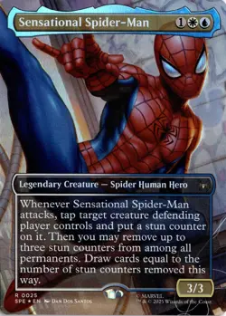 MTG Sensational Spider-Man 0025 Borderless Foil Rare Trading Card MTG TCG - Image 1