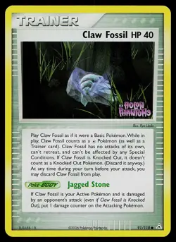 Pokemon Card - Claw Fossil Holon Phantoms 91/110 Reverse Holo Stamped - Image 1
