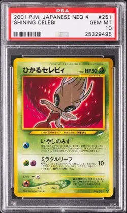 2001 #251 Shining Celebi PSA 10 Japanese Neo 4 Pokemon Card - 56 POP GRAIL - Image 1
