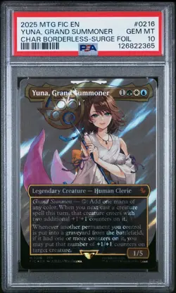 Yuna, Grand Summoner Borderless Surge Foil PSA 10 MTG Final Fantasy EN - Image 1