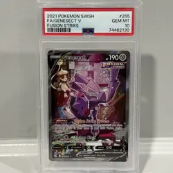2021 POKEMON SWORD SHIELD FUSION STRIKE FA GENESECT V #255 PSA 10 GEM MT - Image 1