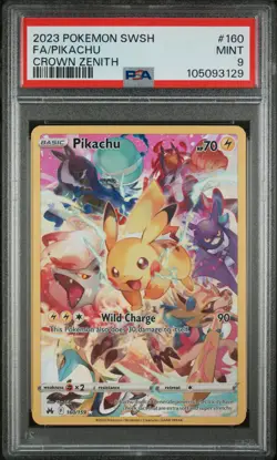 2023 POKEMON SWORD & SHIELD CROWN ZENITH #160 FULL ART/PIKACHU PSA 9 - Image 1
