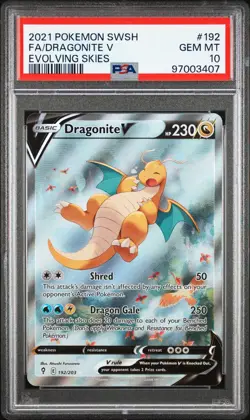 2021 POKEMON SWORD & SHIELD EVOLVING SKIES #192 FULL ART/DRAGONITE V PSA 10 - Image 1
