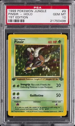 1999 POKEMON JUNGLE 1ST ED #9 PINSIR-HOLO PSA 10 - Image 1