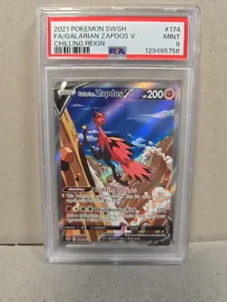 PSA 9 2021 Pokemon SWSH FA/Galarian Zapdos V Chilling Reign #174 - Image 1